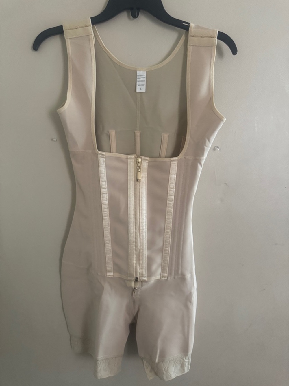 Nude Full-Body Shapewear Bodysuit with Front Zipper